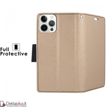 Telone fancy dėklas su skyreliais - auksinės spalvos (telefonui Apple Iphone 13 Pro)